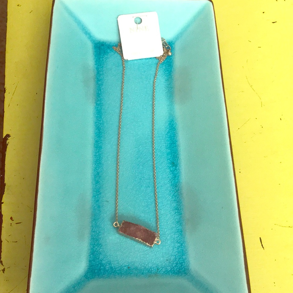 Plum druzy crystal necklace.